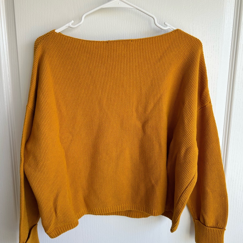 French Connection Golden Mustard Scoopneck Knit Sweater - Picture 3 of 3